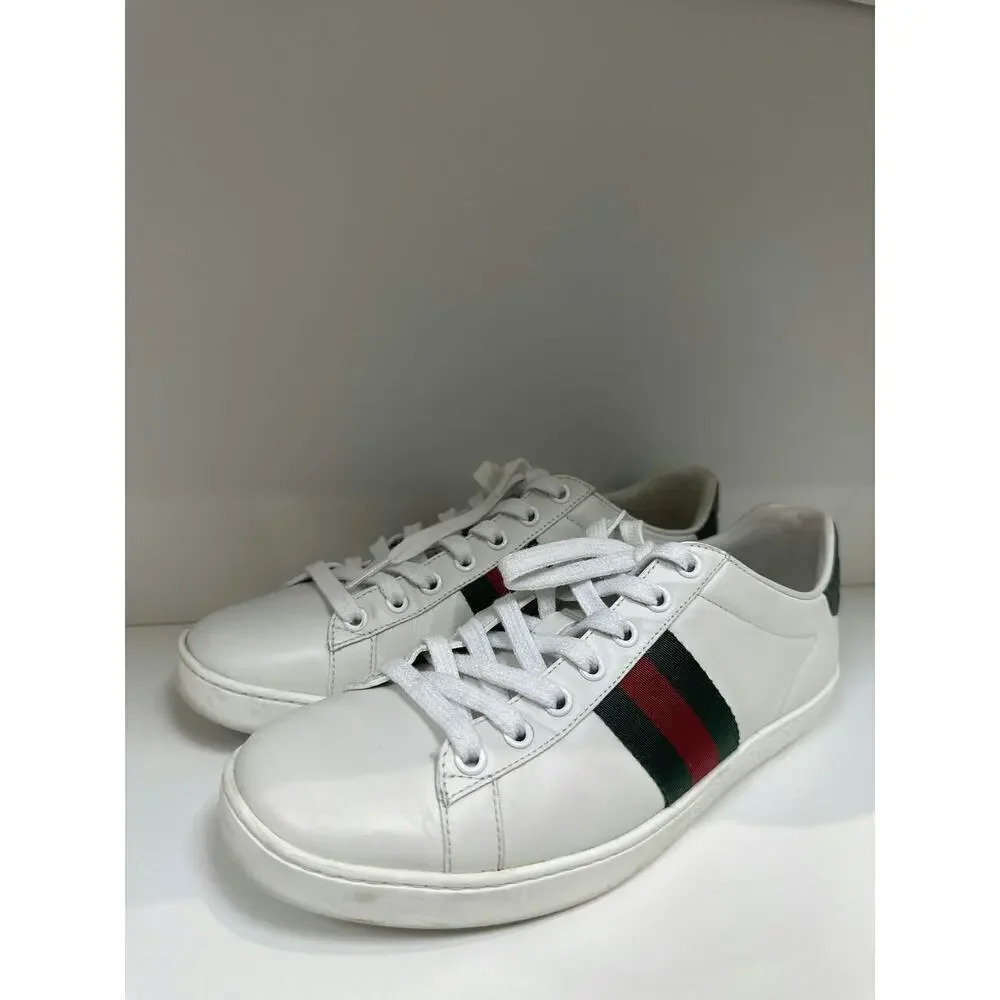 Gucci Ace White Leather Sneakers with Web Stripe Size 39 Good Condition with Box - Picture 5 of 5